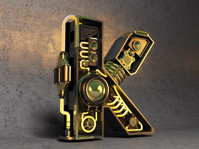 Industrial LOFT Decorations Water Cooled Letters 3d model