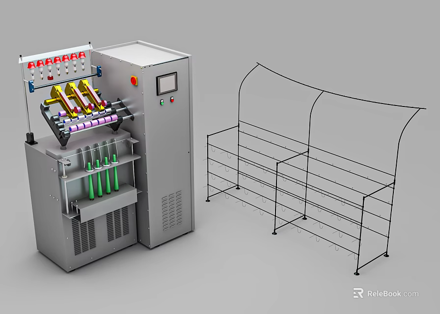 Stainless Steel Kitchen Appliance Machine With Control Panel And Multi Layer Storage Racks 3d model 