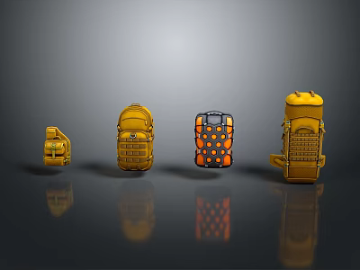 Fashionable Yellow Backpacks With Different Designs And Stylish Functional Features 3d model