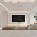 Modern Living and Dining Room Interior With Beige Sofa Round Coffee Table and City View