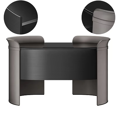 Modern Bedside Table Design With Sleek Surface Curved Edges And Storage Drawer 3d model