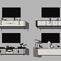 Modern TV Stand Designs With TV Mounted Above Vases Lamps And Decorative Items