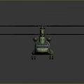 Green Camouflage Military Helicopter With Twin Rotor And Side View