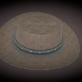 Classic Stylish Gray Western Hat With Wide Brim And Riveted Band