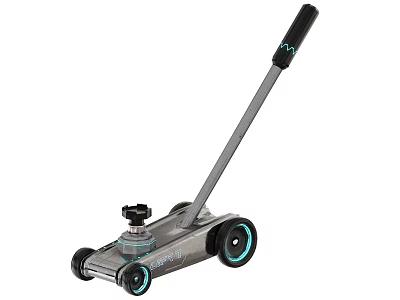 Industrial Hydraulic Floor Jack With Sturdy Handle Blue Wheels Lifting Mechanism Heavy Duty Lifting Tool 3d model