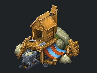 Mining Ore Mining Mine Cave Cartoon Scene 3d model Mining Ore Mining Mine Cave Cartoon Scene 3d model