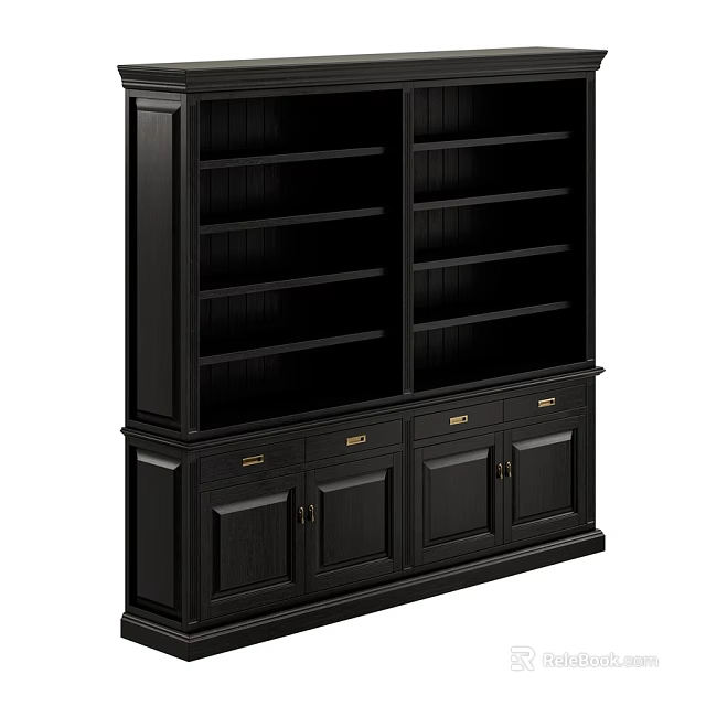 Black Storage Cabinet With Multiple Shelves Drawers And Doors For Home Organization 3d model 