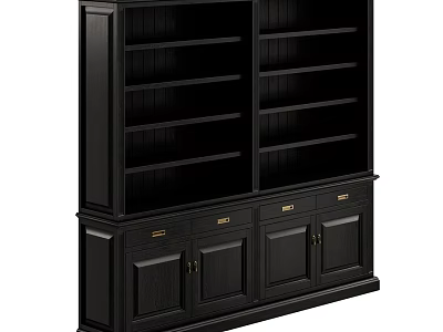 Black Storage Cabinet With Multiple Shelves Drawers And Doors For Home Organization 3d model