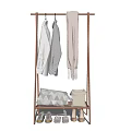 Wooden Coat Rack With Hanging Clothes Scarf And Storage Basket For Folded Garments