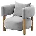 Cozy Beige Leisure Chair with Plush Fabric Cushion and Solid Wooden Legs