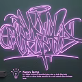 Bright Colorful Neon Lamp with Unique Graffiti Style Design and Pink Glow