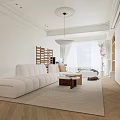 Modern Living Room Interior Design With White Sofa Wooden Floor And Floor To Ceiling Window