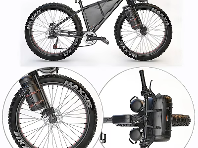 Durable Electric Mountain Bike With Maxxis Tires Suspension Fork And Battery Pack 3d model