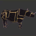 Rhino Sculpture With Black And Gold Geometric Art Patterns Design