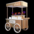 Lianlang Square Functional Carts with Shopping Bags Flower Display and Gold Accents