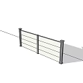 Modern Fence Design With Horizontal Slats And Metal Support Posts 3d model