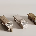 Three Different Brown And Beige Furniture Models With Upholstered Seats And Small Stool