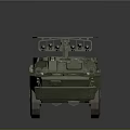 Green Armored Military Vehicle With Open Top Antenna And Large Wheels