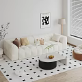 Modern Sofa Combination Coffee Table Leisure Chair Floor Lamp Painting Carpet Side Vase Pillow 3d model