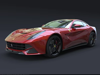 Red Ferrari Sports Coupe Featuring Sleek Exterior Design And Black Alloy Wheels 3d model