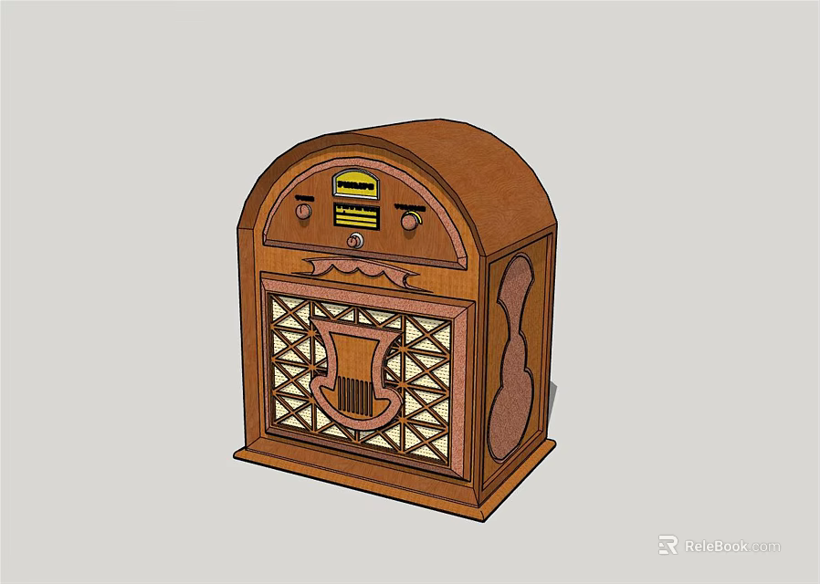 Vintage Wooden Radio Speaker With Classic Grille And Control Panel Design 3d model 