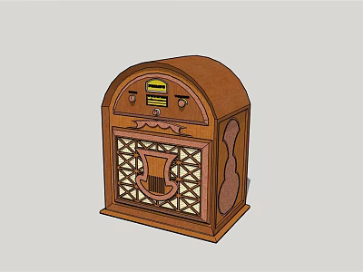 Vintage Wooden Radio Speaker With Classic Grille And Control Panel Design 3d model