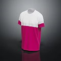 Short Sleeve T Shirt With White And Pink Block Color Casual Style