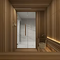 Luxury Marble Bathroom With Built In Solid Wood Sauna And Soft Warm Ambient Lighting Design