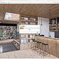 Modern Library Bookstore Book Bar Reading Room Bookshelf Bookcase 3d model
