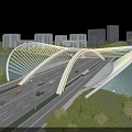 Birds Eye View Planning With Modern Bridge Urban Road River and City Buildings