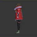 Stylish 3D Character Model Wearing Red Jacket Gray Pants And Green Boots