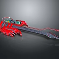 Red Electric Guitar With Unique Shape Control Panel And Modern Design