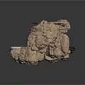 Natural Rock Scene Construction With Layered Surfaces And Hollow Design Elements