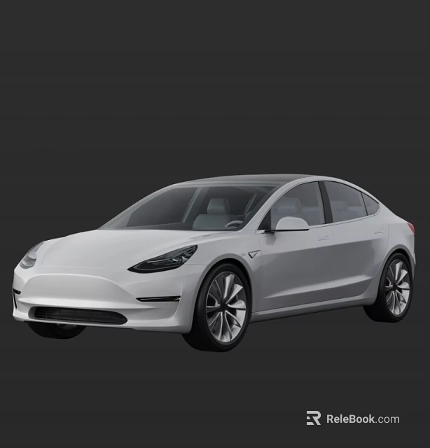 White Tesla Electric Car With Sleek Modern Exterior And Stylish Design 3d model 