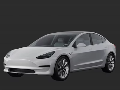 White Tesla Electric Car With Sleek Modern Exterior And Stylish Design 3d model