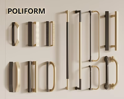 Modern Door Handles With Stylish Designs Various Shapes And Neutral Colors For Home Decor 3d model
