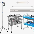 Essential Medical Devices Including IV Stand Lamp And Mobile Instrument Carts With Supplies