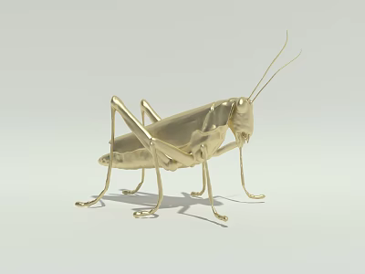 Elegant Golden Metal Grasshopper Decorative Ornament Set For Home Decoration 3d model
