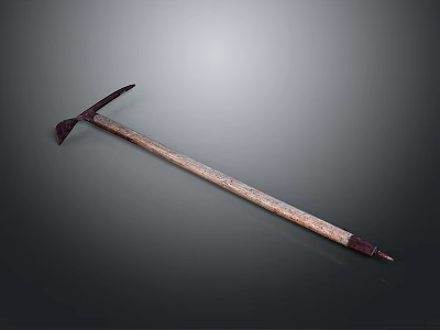 Durable Hardware Pickaxe With Wooden Handle And Metal Head For Construction 3d model