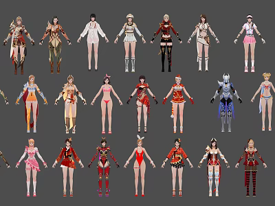 Modern Game Role Sub-era Female Clothing Warrior Role Exquisite 3d model