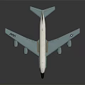 Light Blue US Air Force Aircraft With Four Engines And Reflective Surface