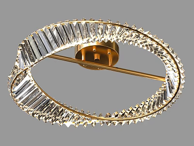 Elegant Luxury Circular Ceiling Light With Gold Frame And Crystal Decorations 3d model