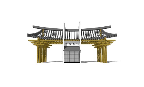 New Chinese-style Gate Entrance 3d model