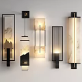 Modern Wall Lamps With Geometric Frames Marble Texture And Warm Light 3d model