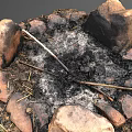 Natural Outdoor Garden Stone Circle Fire Pit Feature with Ashes and Sticks