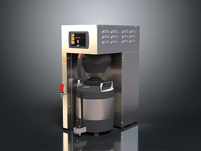 Commercial Electric Coffee Machine With Stainless Steel Body And Digital Display Panel 3d model