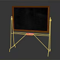 Blackboard With Orange Frame And Metal Stand Featuring Small Tray 3d model