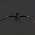 Raven in Brown Leather Armor with Spread Wings on White Background