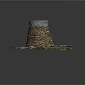Carved Stone Sculpture with Layered Conical Structure and Circular Base