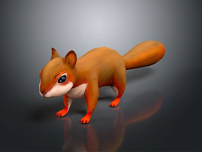 Cute Cartoon Game Movie Character 3D Squirrel With Orange Fur Big Blue Eyes Bushy Tail 3d model